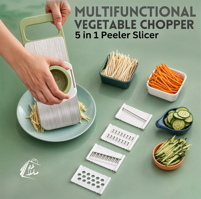 Stainless steel 5 in 1 vegetable cutter vegetable slicer salad handheld chopper changeable blades kitchen tool kitchen accessories gadget multi-functional onion potato