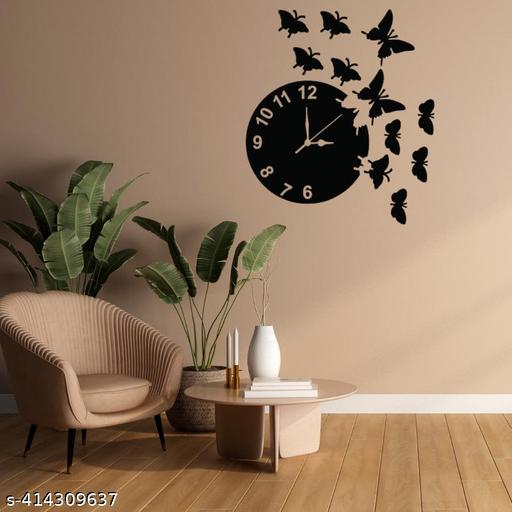 Beautiful Butterfly Wooden Wall Clock 3d Wooden Wall Art , Wall Décor