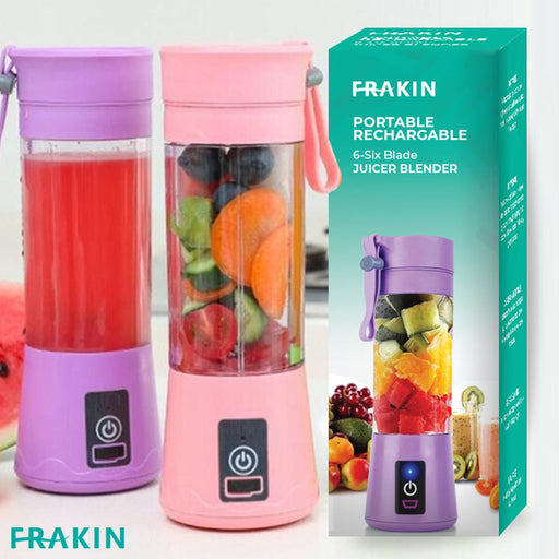 USB Rechargeable Juicer Blender 6 Blades Electric Blender Mini Portable Personal Size Juicer Cup USB Rechargeable Mixer 380ml Food Grade Water Bottle Portable Fruit Juicer Machine