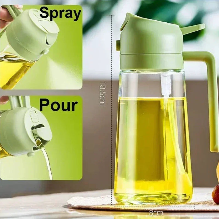 2 in 1 Oil Spray,470ml Stainless Steel Transparent Glass Spray Bottle, 2 in 1 Oil Bottle For Cooking BBQ Oil Dispensers Olive Oil Sprayer Mister Kitchen Gadgets 470ml