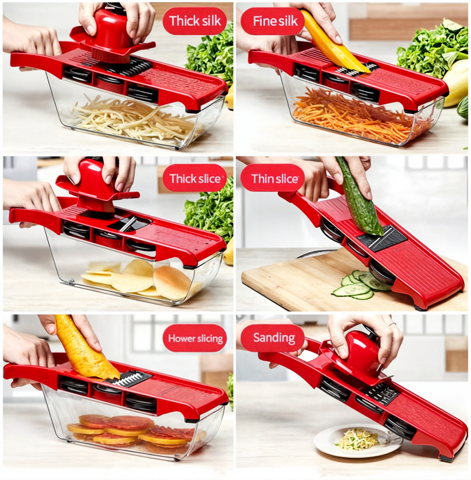 10 in 1 Mandoline Slicer Vegetable Cutter with Stainless Steel Blade Manual Potato Peeler Carrot Cheese Grater Dicer Kitchen Tool