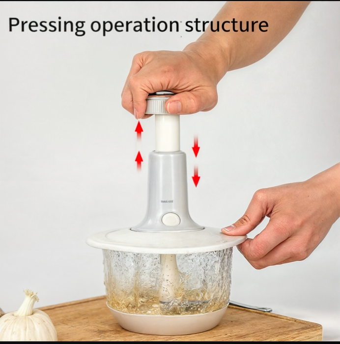 Big Size 2 Liter, 2000 ML, Hand Pat Food Processor - Hand Push Chopper Machine Food Processor - Home Appliances - Small Kitchen Appliances / Meat Chopper Cutter / Handheld Vegetable Chopper / Mincer / Mixer / Blender to Chop Fruits - Onion