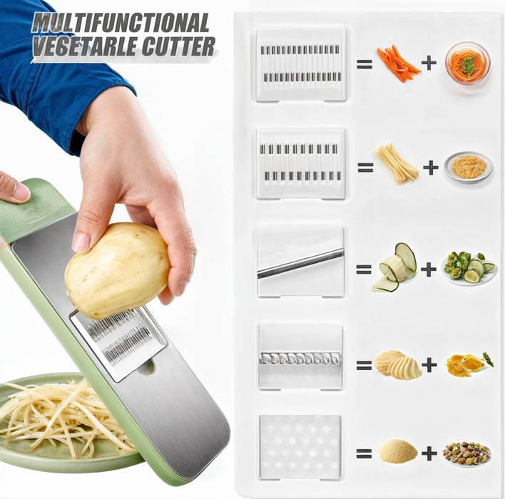 Stainless steel 5 in 1 vegetable cutter vegetable slicer salad handheld chopper changeable blades kitchen tool kitchen accessories gadget multi-functional onion potato