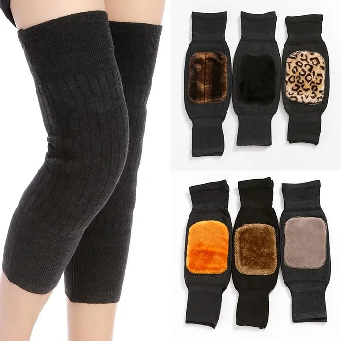 (Pair)Unisex Women Men’s Cashmere Wool Knee Brace Pads | Winter Warm Thermal Knee Warmers Velvet Knee Protector (random Color)