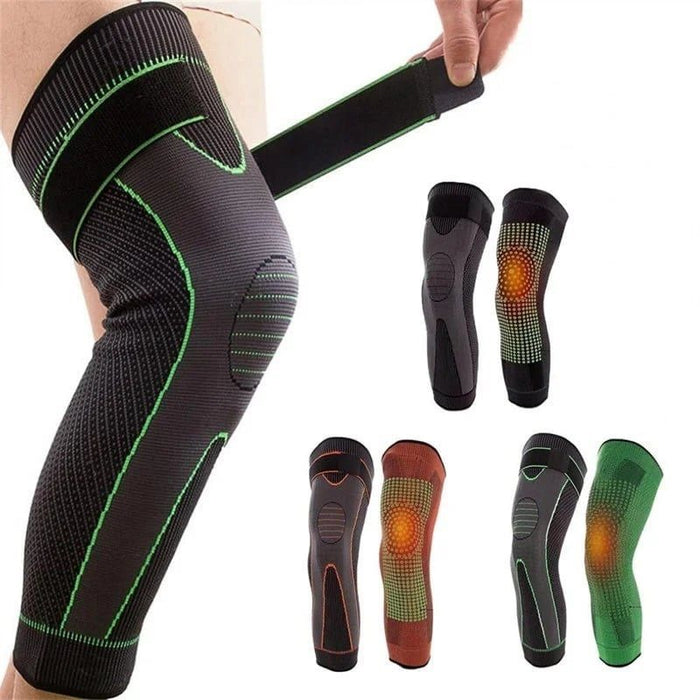 1 Pair Premium Quality Leg Warmer with Belt | Gym Compression Knee Support Brace with Strap for Basketball and Volleyball | Knee Sleeve Protector with Elastic Sport