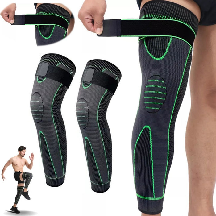 1 Pair Premium Quality Leg Warmer with Belt | Gym Compression Knee Support Brace with Strap for Basketball and Volleyball | Knee Sleeve Protector with Elastic Sport